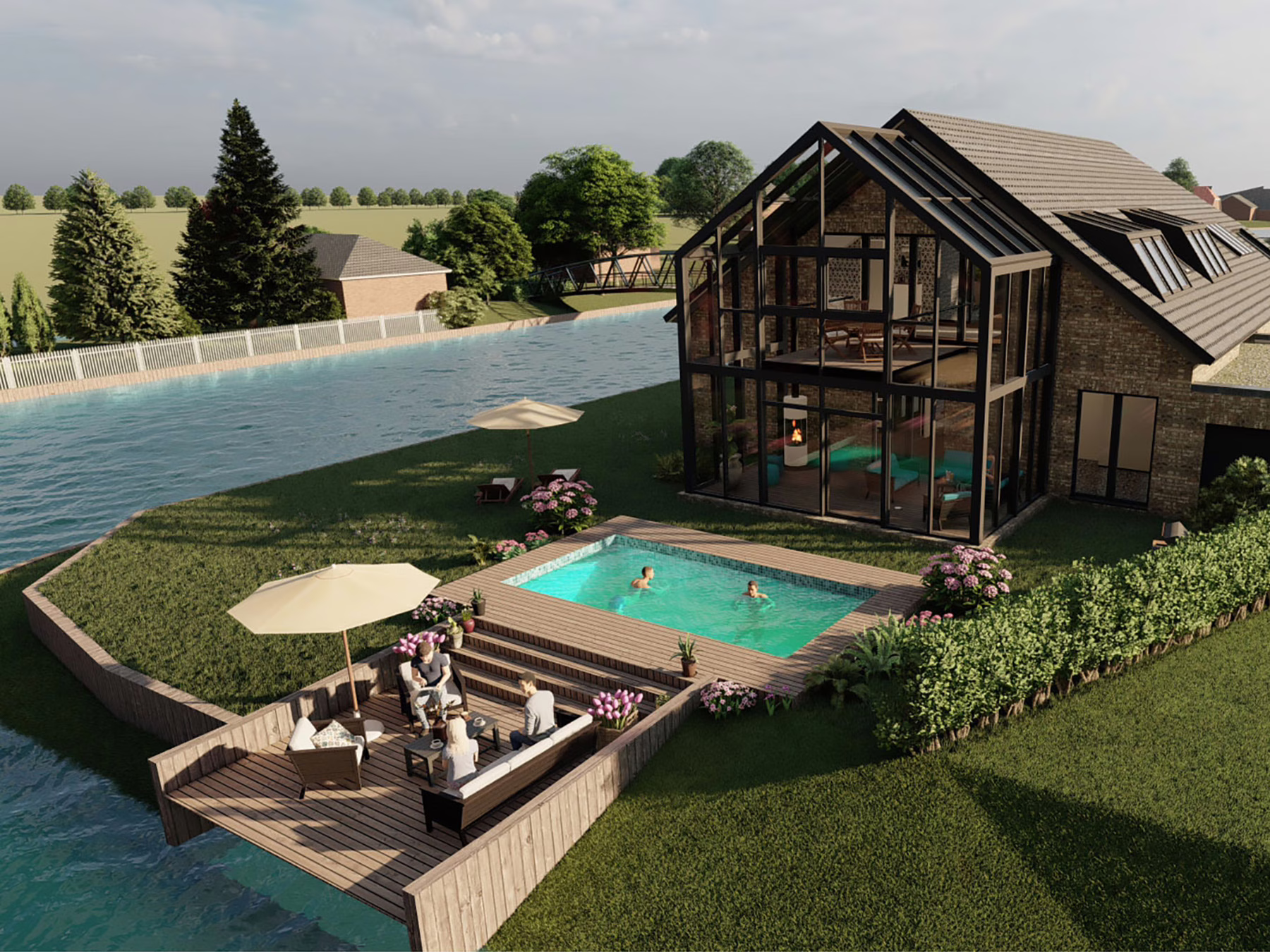 urbano stadtplanung & architektur - Neubau eines Luxusbungalows am Wasser