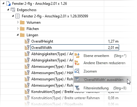 OA25 Vereinfachte Massauswahl Ifc Bauteile Screenshot